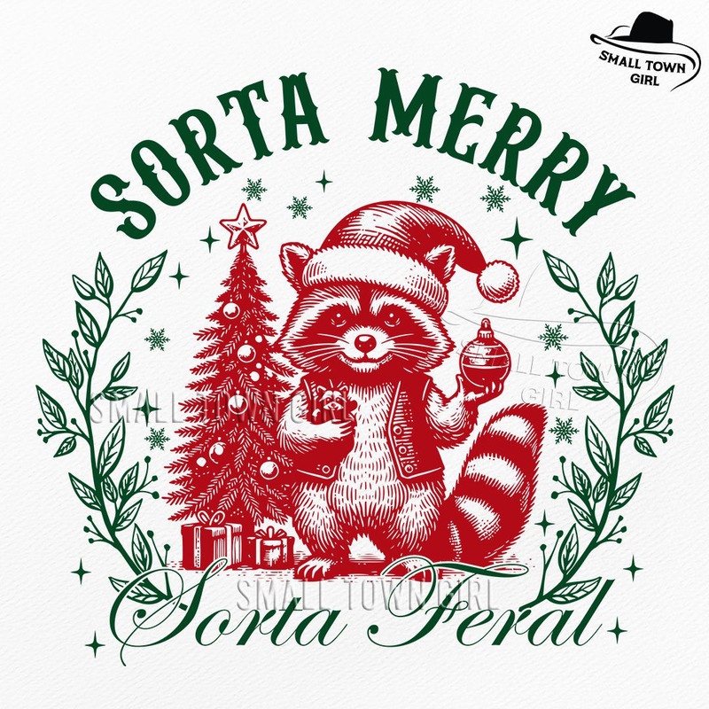 Sorta Merry Sorta Feral Raccoon Xmas Png Feral Girl Christmas Png Christmas Hoodie Png Raccoon Chri 0