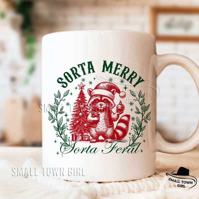 Sorta Merry Sorta Feral Raccoon Xmas Png Feral Girl Christmas Png Christmas Hoodie Png Raccoon Chri 5