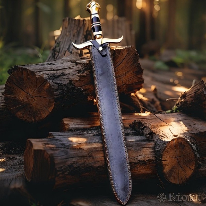 Handmade Damascus Steel Viking Sword Medieval Style Collectible Gift For Husband Birthday Annivers 0