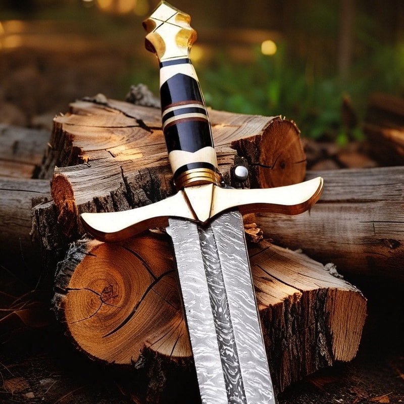 Handmade Damascus Steel Viking Sword Medieval Style Collectible Gift For Husband Birthday Annivers 1