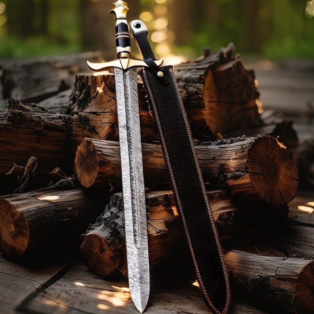 Handmade Damascus Steel Viking Sword Medieval Style Collectible Gift For Husband Birthday Annivers 2