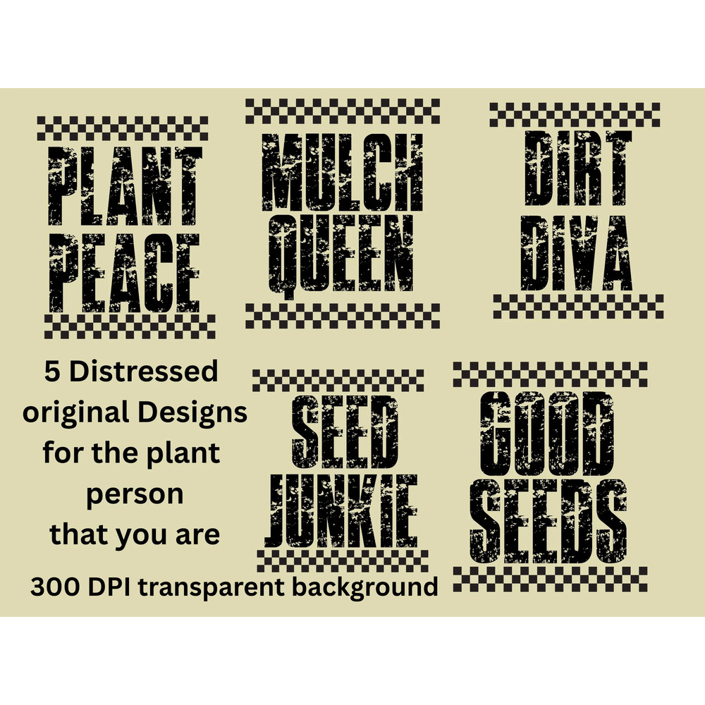Good Seeds Sublimation PNG Bundle Grunge Gardening Quote Design With Checkerboard Style For Shirts  0
