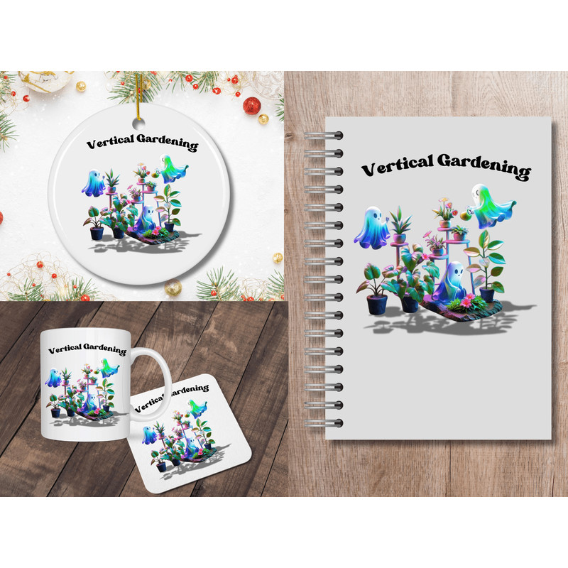 Retro Ghost Vertical Gardening Clipart Kawaii Plant Ghosts Digital Art JPG SVG Plant Lovers Urban G 0
