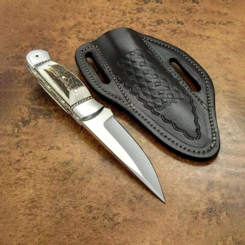 Handcrafted Hunting Knife With Stag Antler Handle  Leather Sheath  Premium Fixed Blade Survival Kni 3