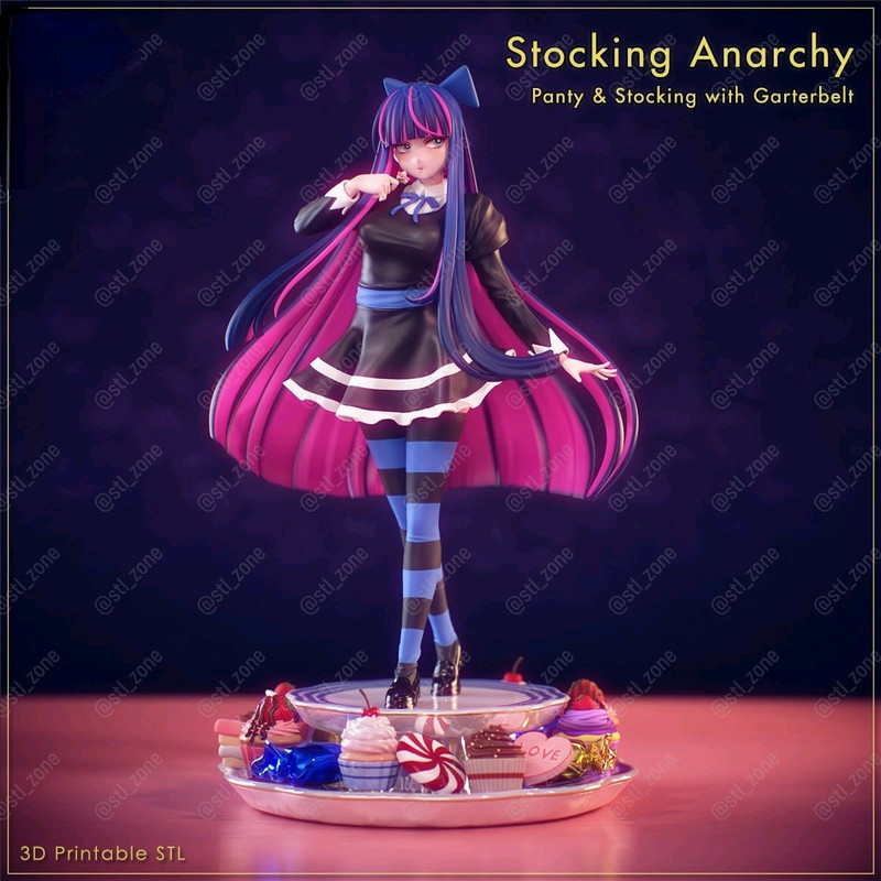 Stocking Anarchy Anime Girl 3D Printable STL Figure Panty Stocking With Garterbelt 1
