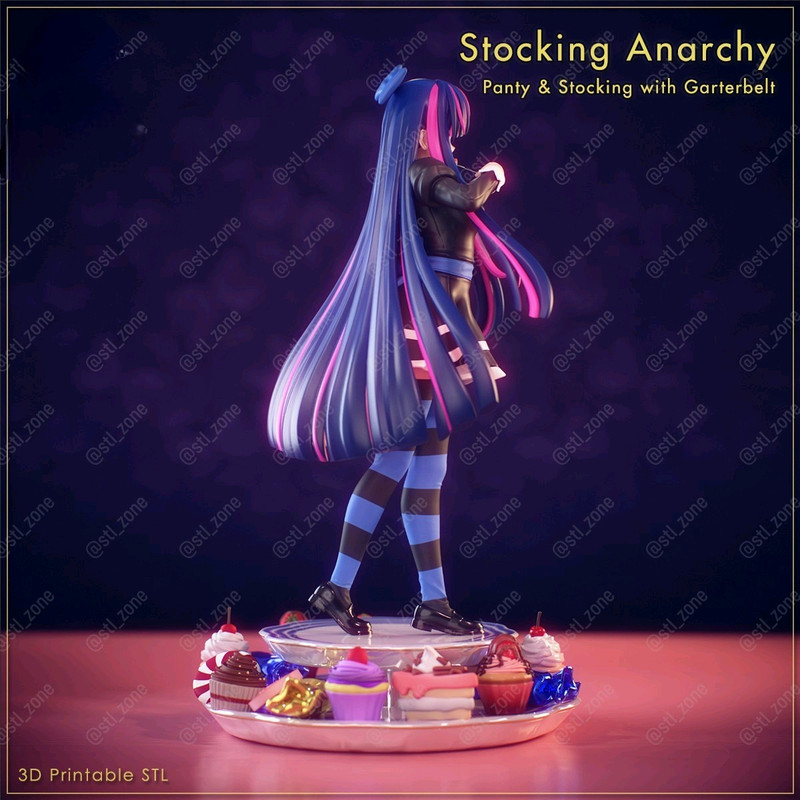 Stocking Anarchy Anime Girl 3D Printable STL Figure Panty Stocking With Garterbelt 3