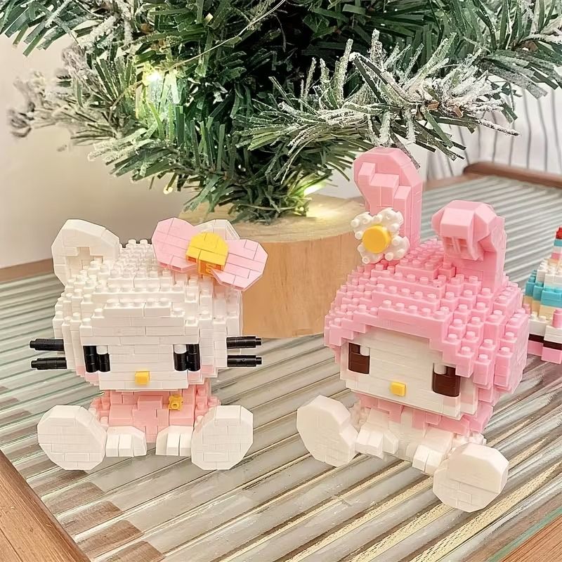 DIY Hello Kitty Mini Block Set Cute 3D Puzzle Figure Kawaii Cartoon Collectible Building Toy Gift 3