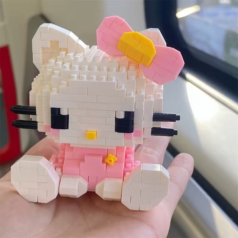 DIY Hello Kitty Mini Block Set Cute 3D Puzzle Figure Kawaii Cartoon Collectible Building Toy Gift 0