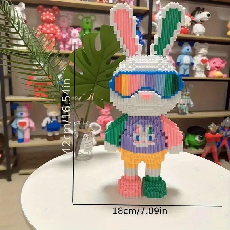 DIY Cool Bunny 3D Building Block Kit  Colorful Cartoon Rabbit Figure  Cute Collectible Puzzle Toy G 1