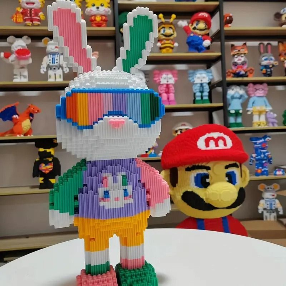 DIY Cool Bunny 3D Building Block Kit  Colorful Cartoon Rabbit Figure  Cute Collectible Puzzle Toy G 0