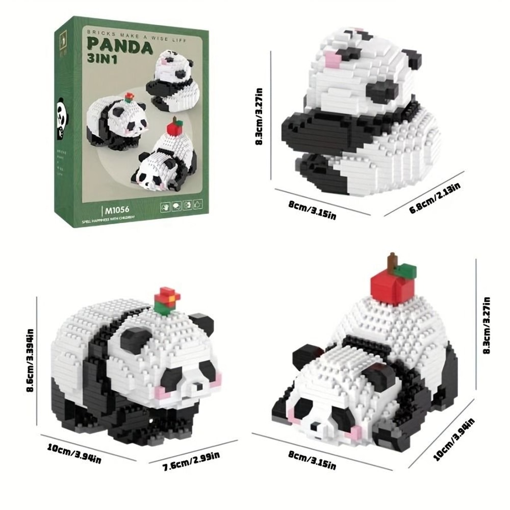 DIY 3in1 Panda 3D Building Block Set Cute Cartoon Animal Puzzle Creative Handmade Toy Gift For Ki 4