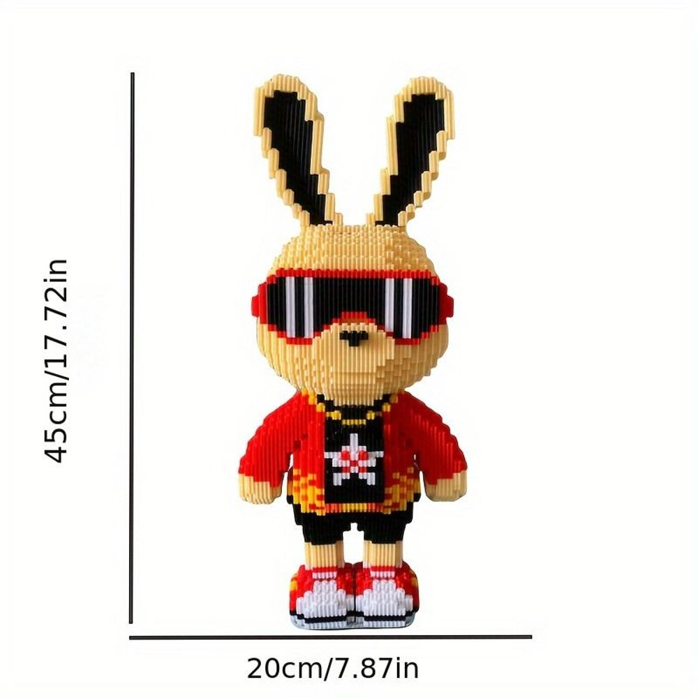 DIY Cool Bunny 3D Building Block Kit  5000Piece Street Style Rabbit Figure  Fun Collectible Puzzle  1