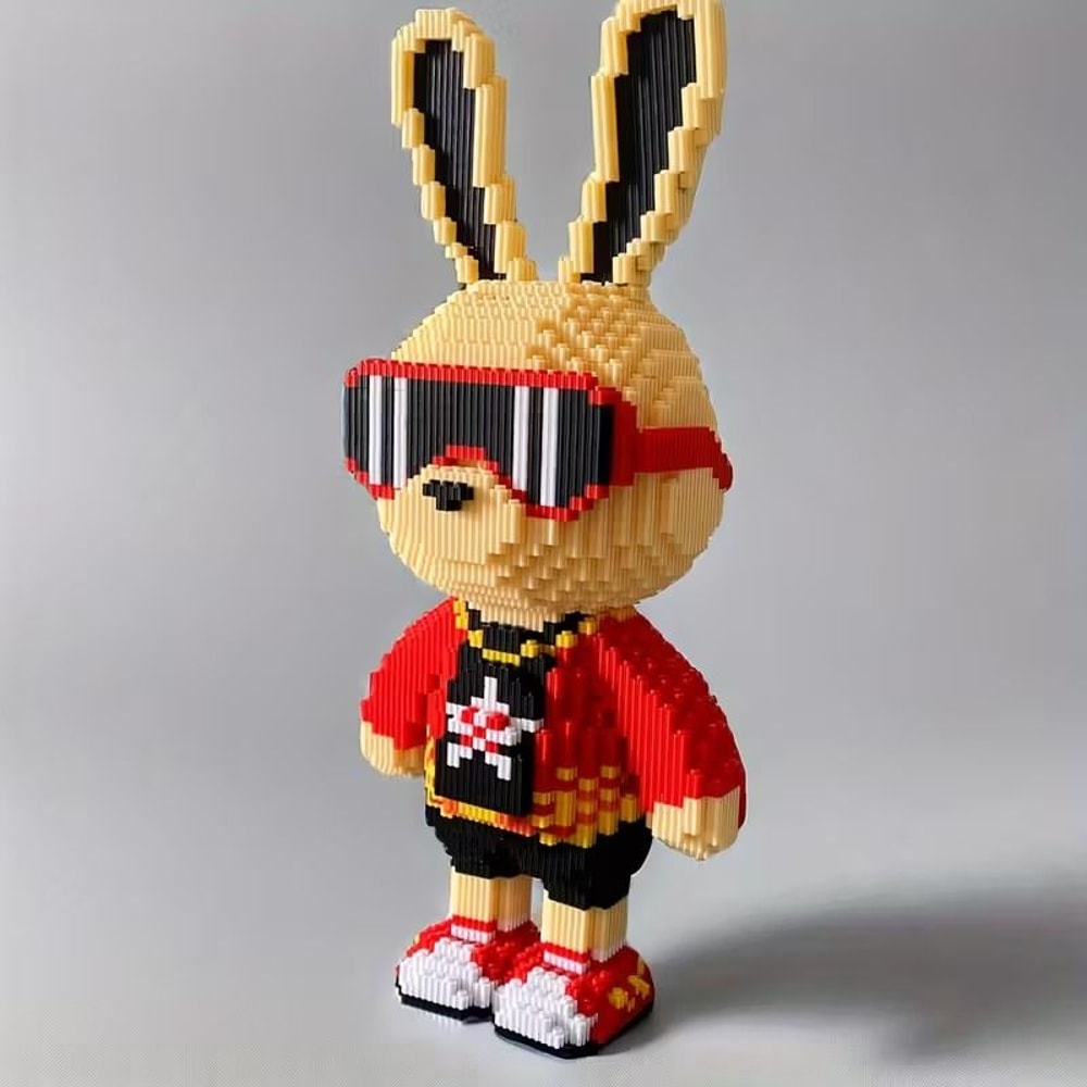 DIY Cool Bunny 3D Building Block Kit 5000Piece Street Style Rabbit Figure Fun Collectible Puzzle 0