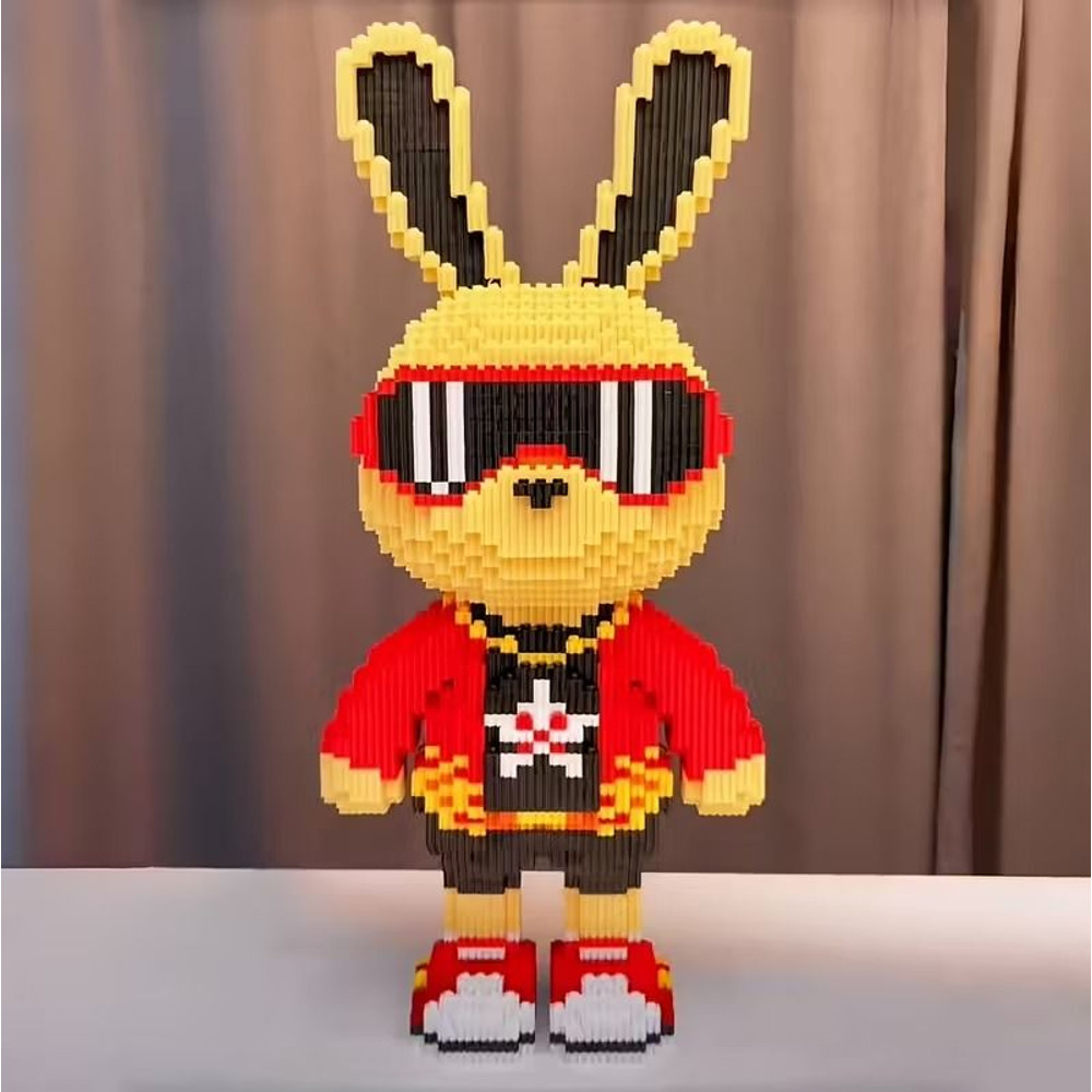 DIY Cool Bunny 3D Building Block Kit  5000Piece Street Style Rabbit Figure  Fun Collectible Puzzle  3