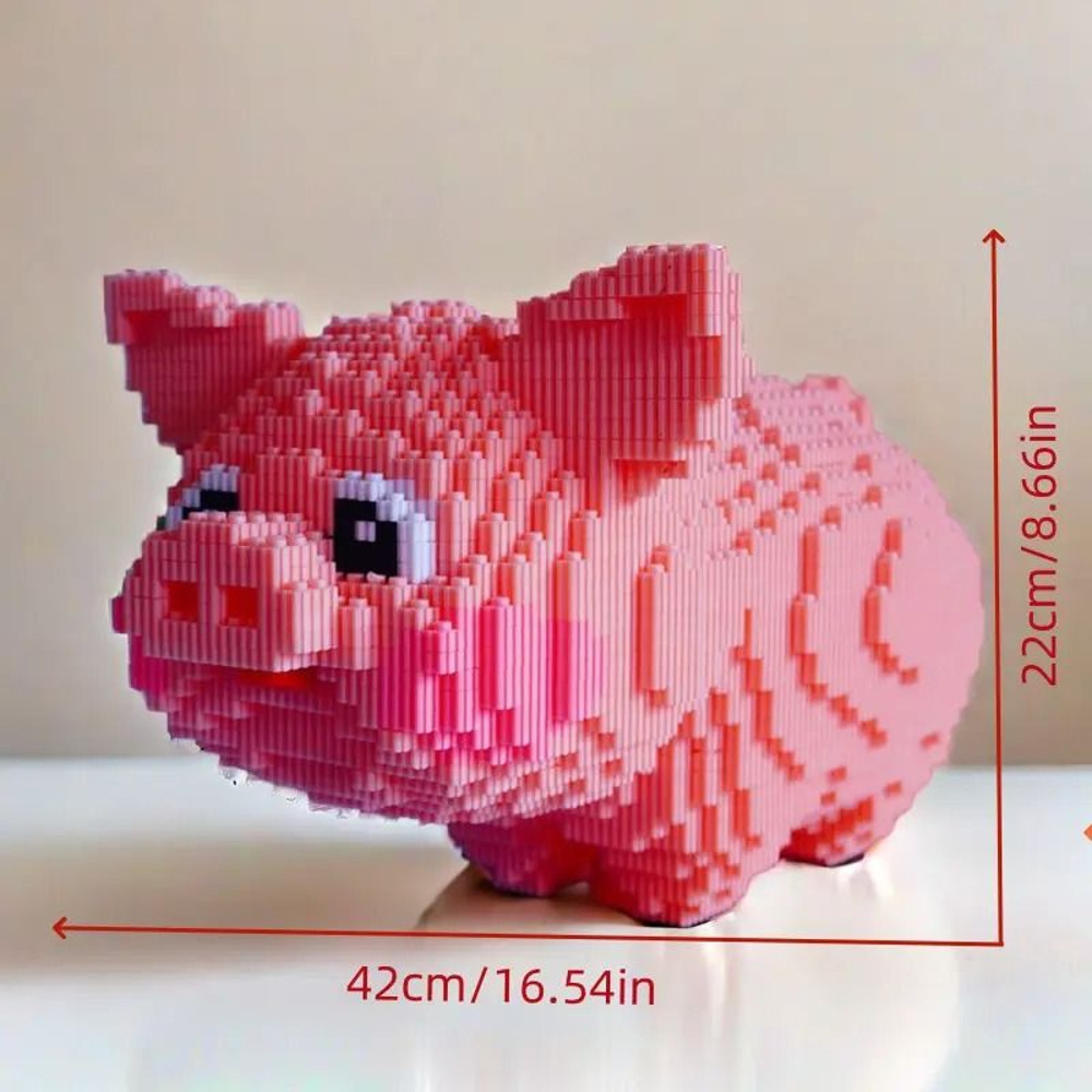DIY Pink Pig 3D Building Block Set  1800 Piece Cute Cartoon Puzzle  Fun Handmade Animal Figure Gift 2