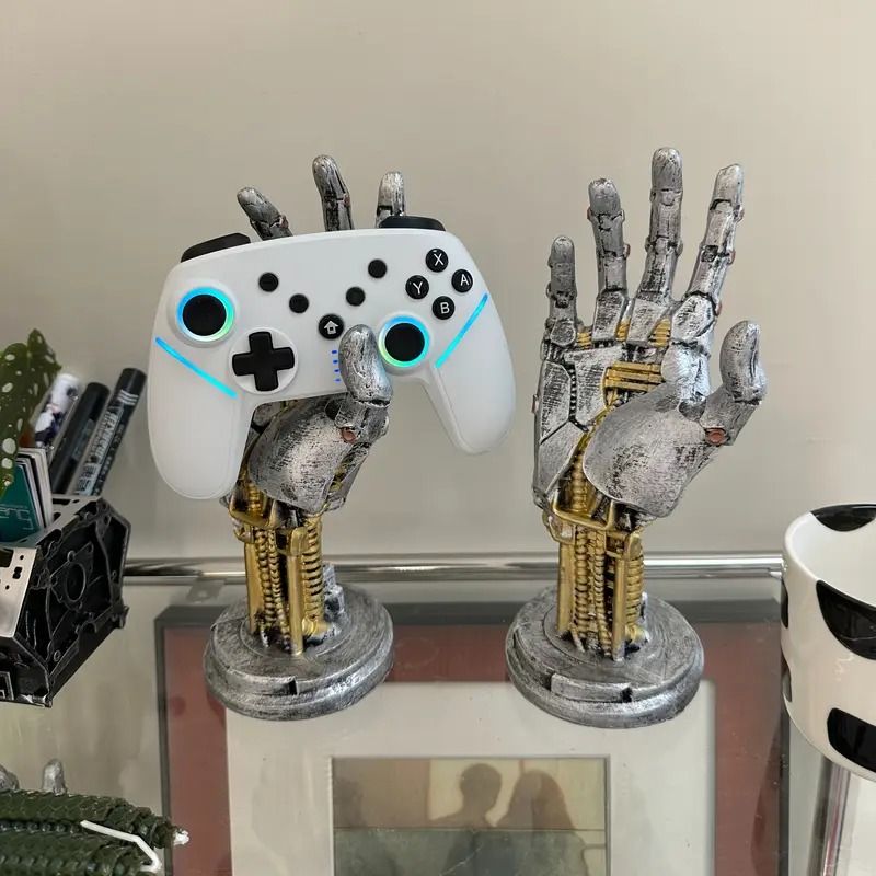 Cyberpunk 3D Printed Game Controller Stand  Futuristic Robotic Hand Design  Multifunctional ABS Des 2