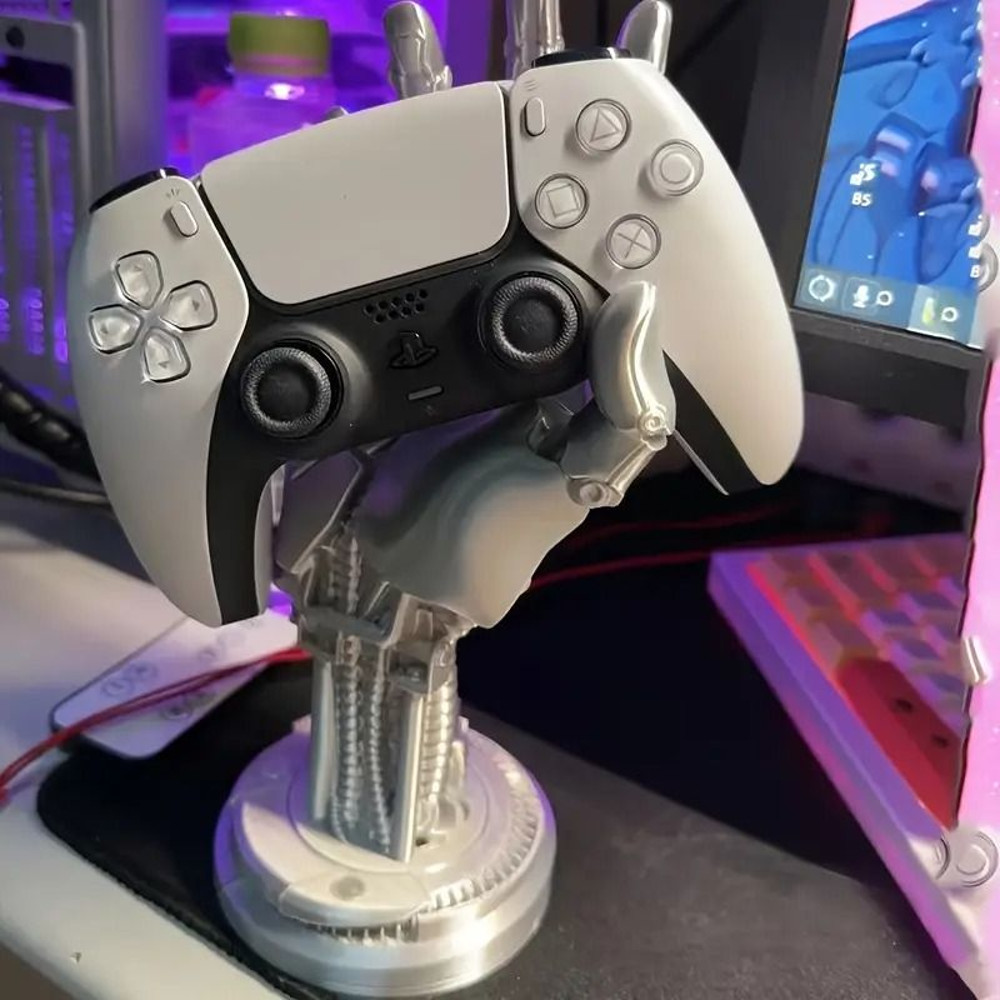 Cyberpunk 3D Printed Game Controller Stand  Futuristic Robotic Hand Design  Multifunctional ABS Des 3