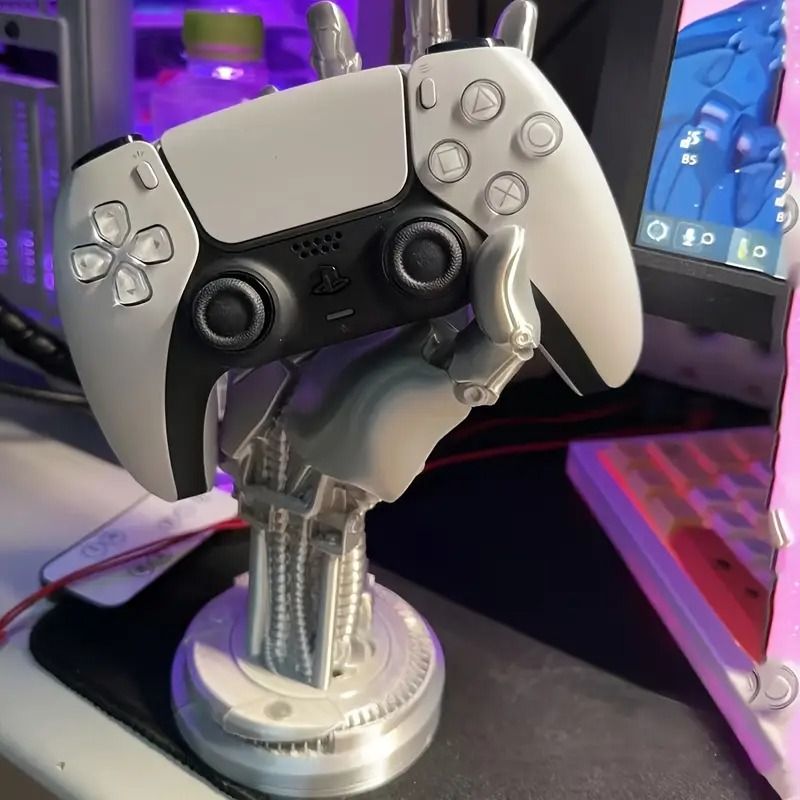 Cyberpunk 3D Printed Game Controller Stand  Futuristic Robotic Hand Design  Multifunctional ABS Des 3