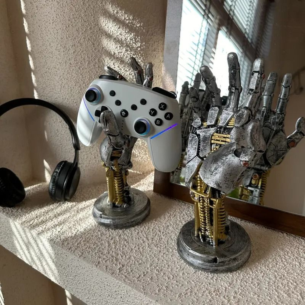 Cyberpunk 3D Printed Game Controller Stand  Futuristic Robotic Hand Design  Multifunctional ABS Des 4
