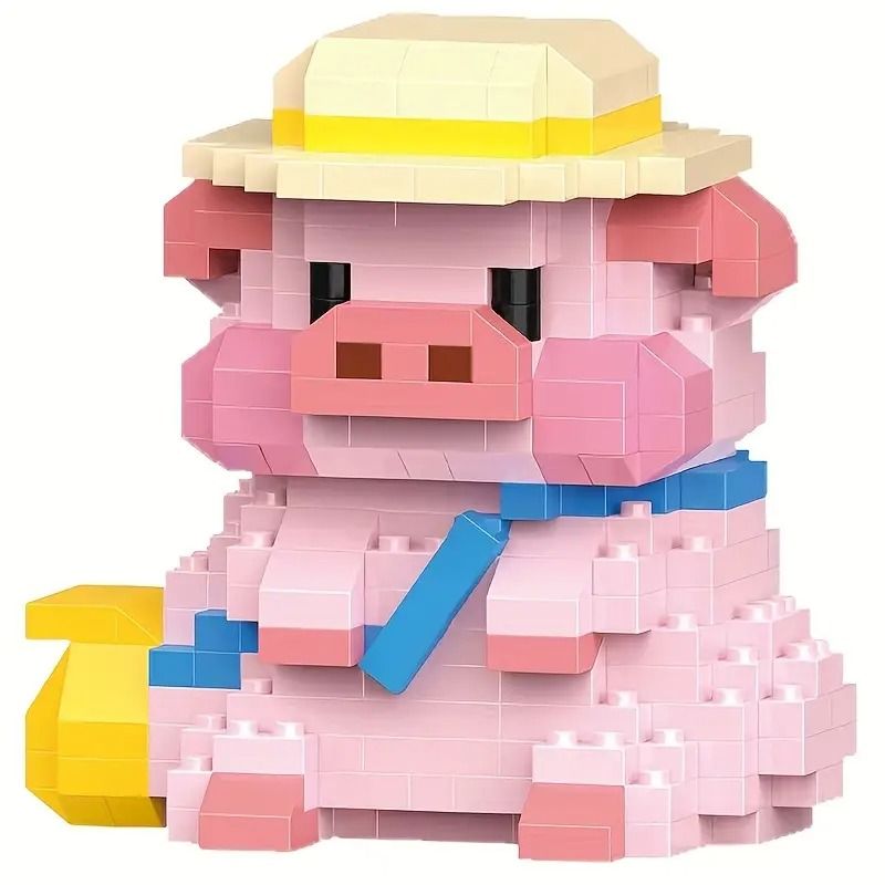 DIY Pink Pig Family 3D Building Block Set 6 Mini Pigs Cute Animal Puzzle Tabletop Decor Gift For 4