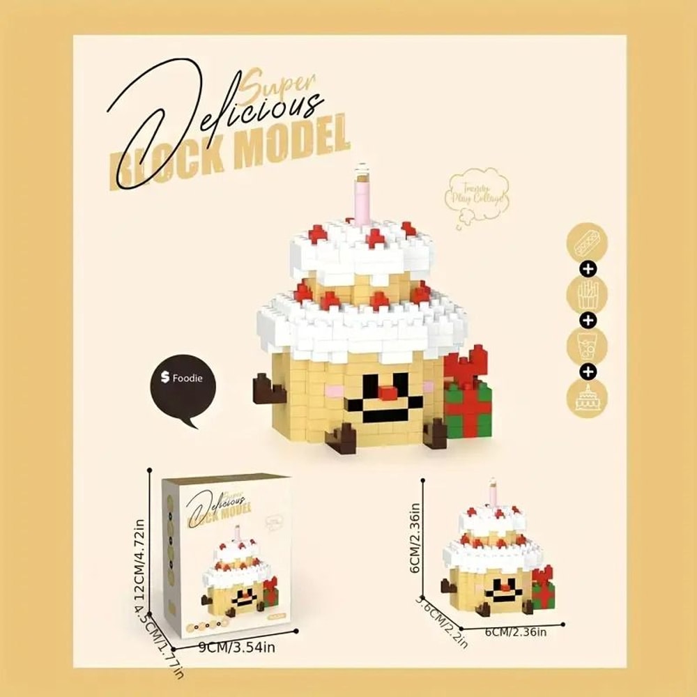 DIY Happy Food 3D Building Block Set 12 Miniature Figures Cute Snack Fruit Puzzle Collection Gif 10