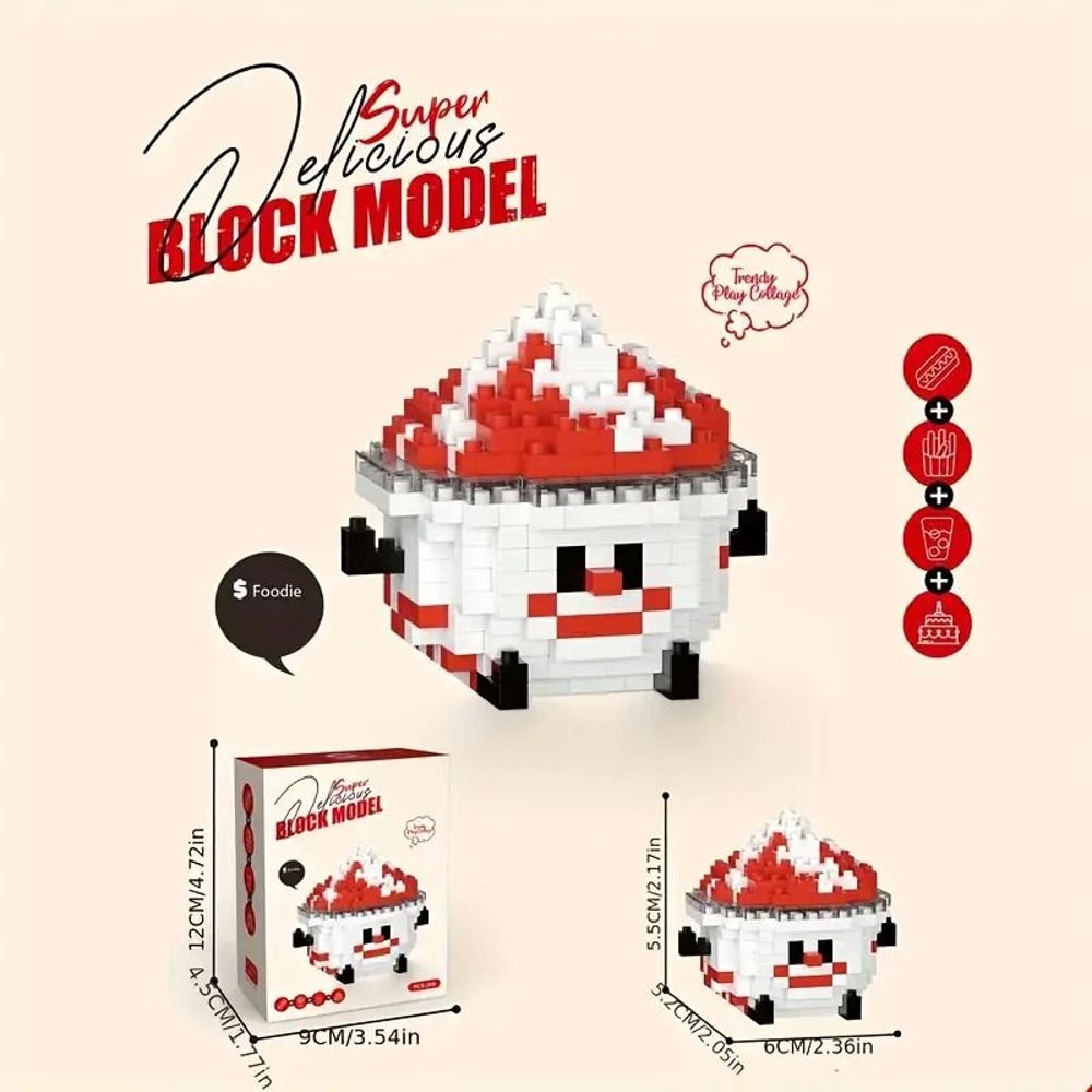 DIY Happy Food 3D Building Block Set 12 Miniature Figures Cute Snack Fruit Puzzle Collection Gif 2