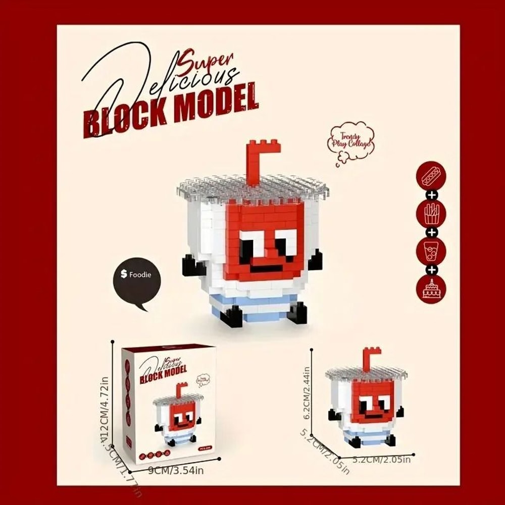 DIY Happy Food 3D Building Block Set 12 Miniature Figures Cute Snack Fruit Puzzle Collection Gif 3