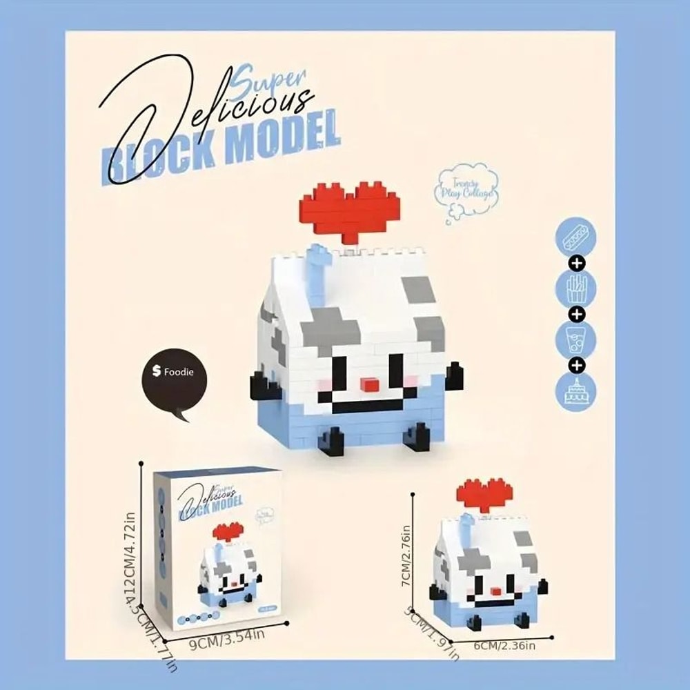 DIY Happy Food 3D Building Block Set 12 Miniature Figures Cute Snack Fruit Puzzle Collection Gif 4