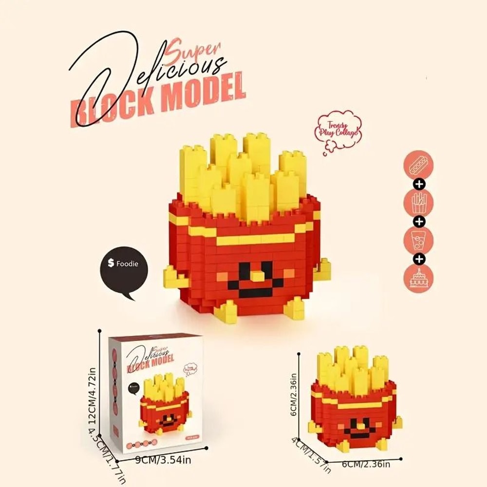 DIY Happy Food 3D Building Block Set 12 Miniature Figures Cute Snack Fruit Puzzle Collection Gif 7