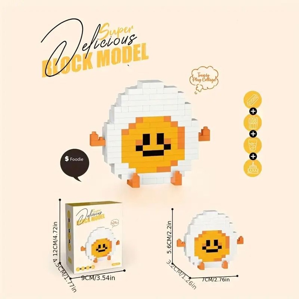 DIY Happy Food 3D Building Block Set 12 Miniature Figures Cute Snack Fruit Puzzle Collection Gif 8