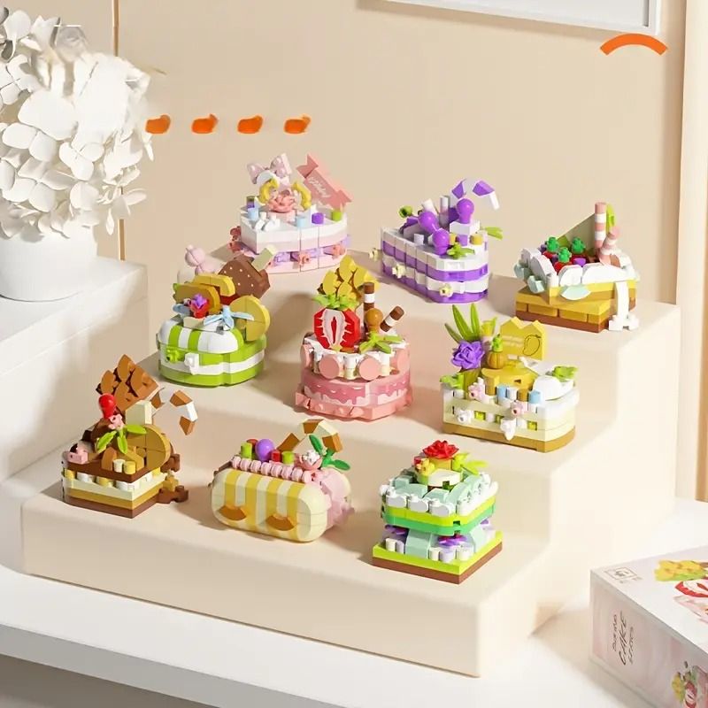 DIY Cake Building Block Set  9 Mini Cakes With Fruits  Flowers  Cute Pastel Puzzle Toy For Kids  Ho 12