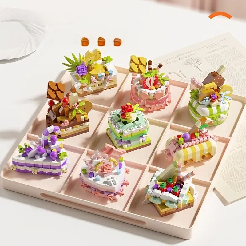 DIY Cake Building Block Set  9 Mini Cakes With Fruits  Flowers  Cute Pastel Puzzle Toy For Kids  Ho 1