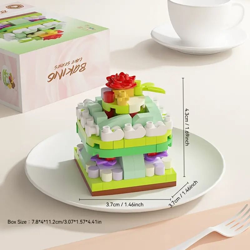 DIY Cake Building Block Set  9 Mini Cakes With Fruits  Flowers  Cute Pastel Puzzle Toy For Kids  Ho 2