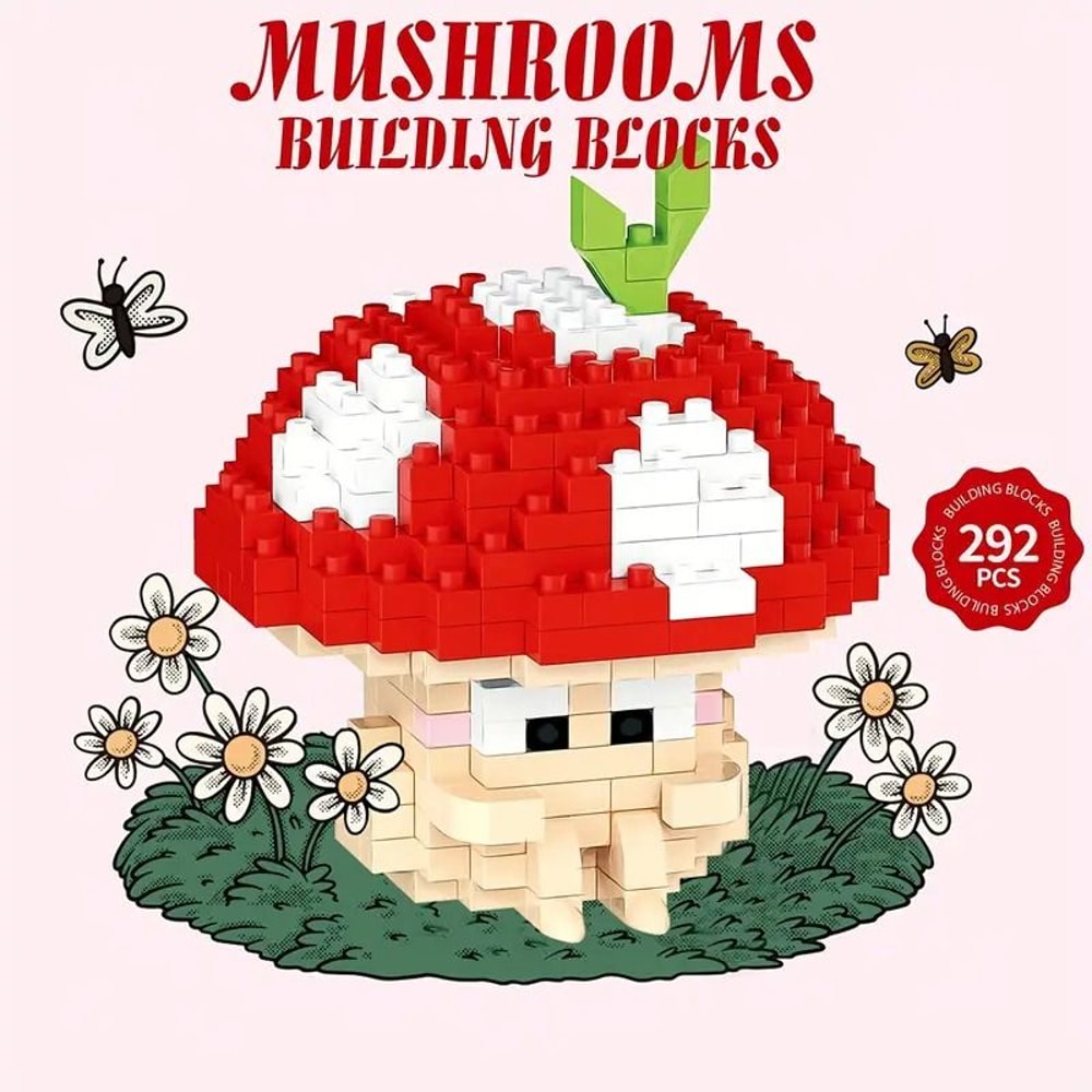 6pcs Mushroom Building Block Set Cute Micro Bricks Animals DIY Forest Characters Educational Toy 2
