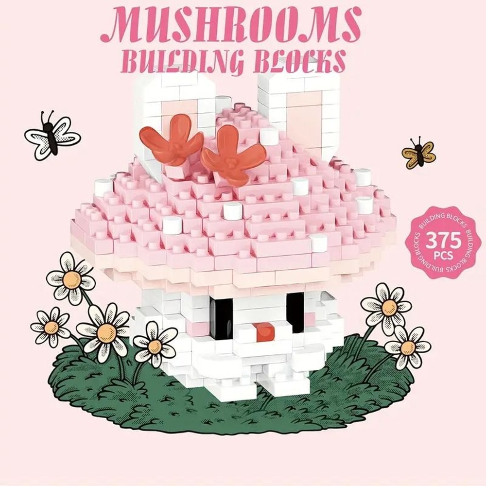 6pcs Mushroom Building Block Set Cute Micro Bricks Animals DIY Forest Characters Educational Toy 3