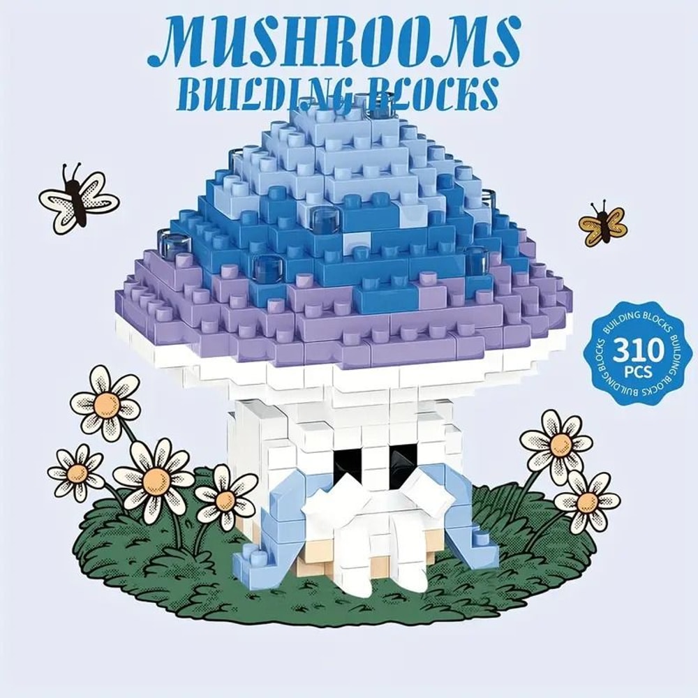 6pcs Mushroom Building Block Set Cute Micro Bricks Animals DIY Forest Characters Educational Toy 4