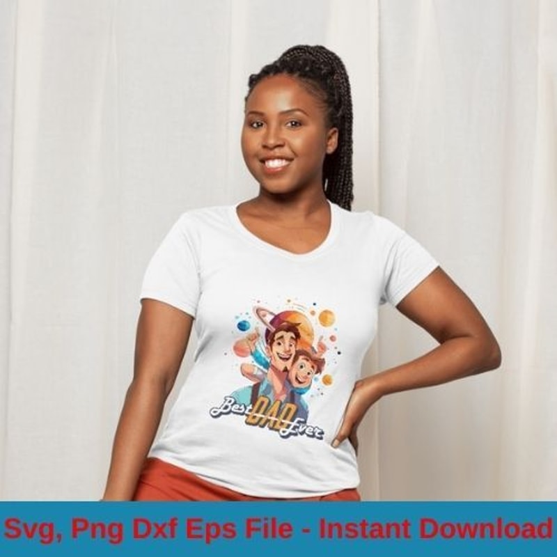 Best Dad TShirt Blue Brown Cartoon SVG File 2