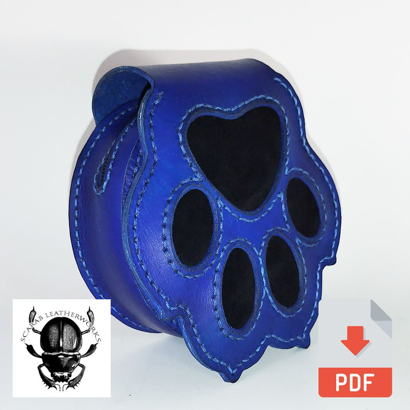 PDF Pattern For Leather Paw Print Belt Pouch 1