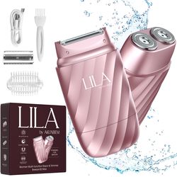 lila by akunbem breeze b2 max women's painless 3-in-1 multi-function body & facial shaver