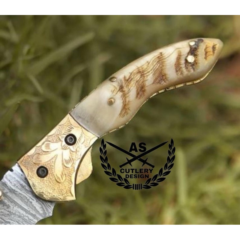 Custom Handmade Pocket Folder With Ram Horn Handle 3