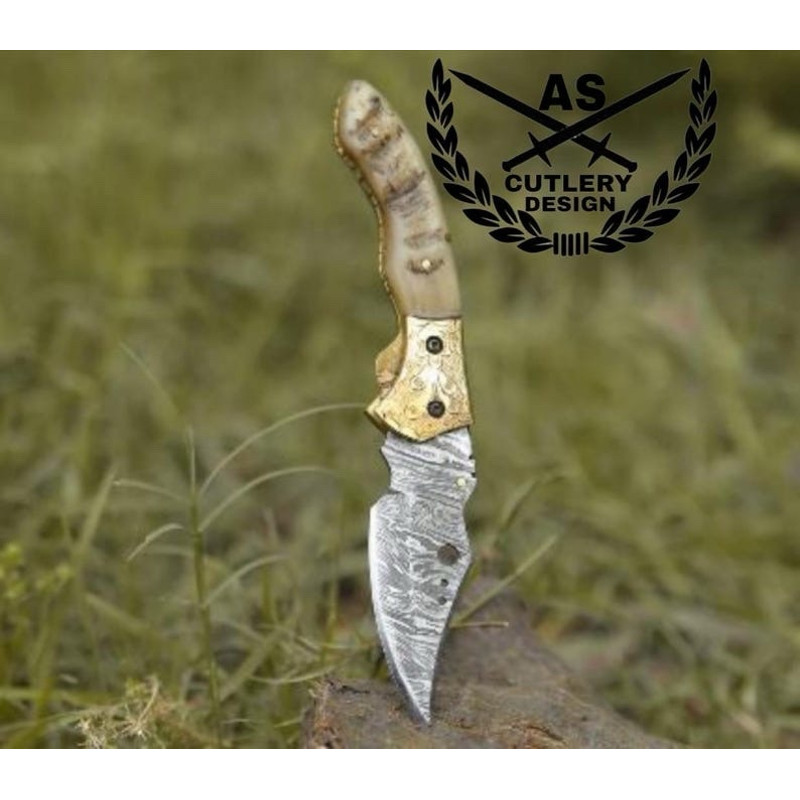 Custom Handmade Pocket Folder With Ram Horn Handle 4