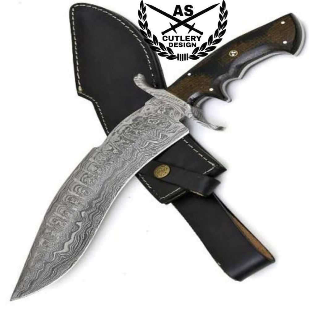 Custom Handmade Bowie Knife With Micarta Handle 0