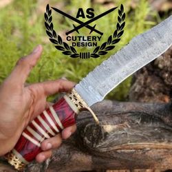 custom handmade stream bowie knife with pakkawood & bone handle