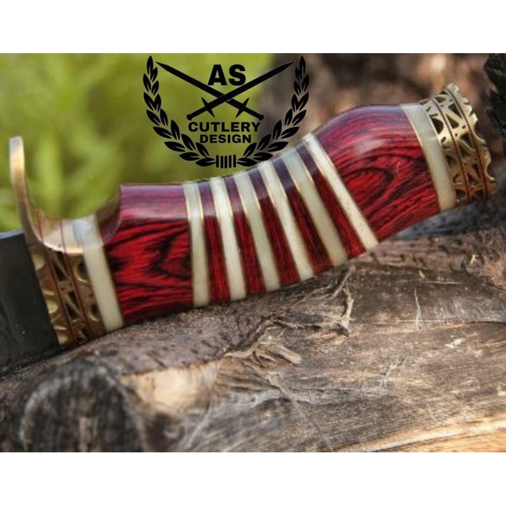 Custom Handmade Stream Bowie Knife With Pakkawood Bone Handle 1