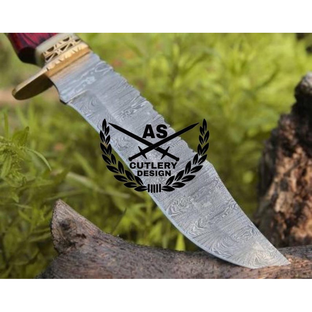 Custom Handmade Stream Bowie Knife With Pakkawood Bone Handle 2