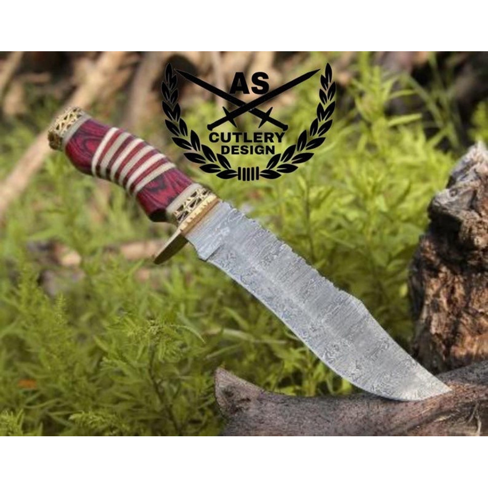 Custom Handmade Stream Bowie Knife With Pakkawood Bone Handle 3
