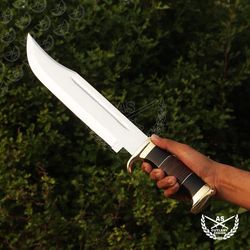 custom handmade d2 18" hunting crocodile dundee high polish survival bowie knife