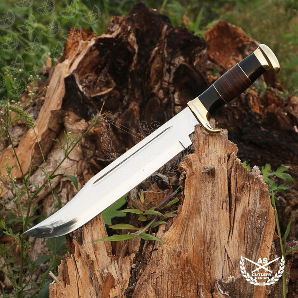 Custom Handmade D2 18 Hunting Crocodile Dundee High Polish Survival Bowie Knife 1