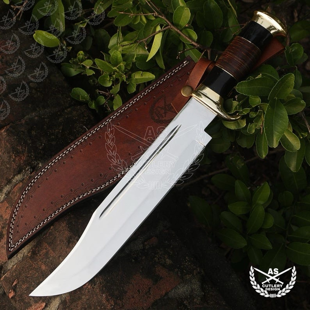 Custom Handmade D2 18 Hunting Crocodile Dundee High Polish Survival Bowie Knife 3