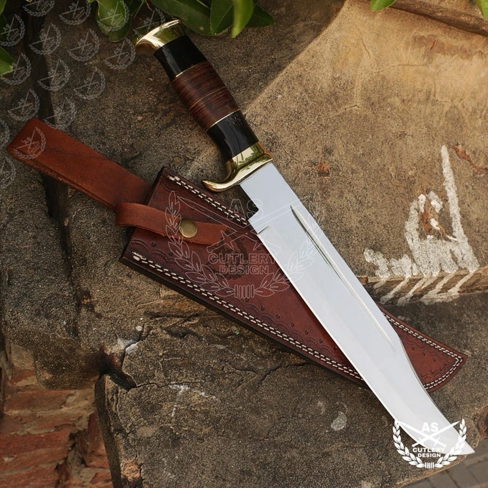 Custom Handmade D2 18 Hunting Crocodile Dundee High Polish Survival Bowie Knife 4